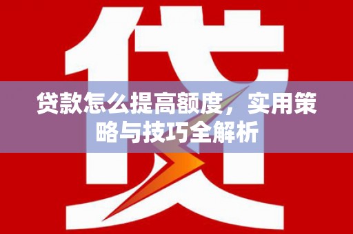 新野贷款怎么提高额度，实用策略与技巧全解析