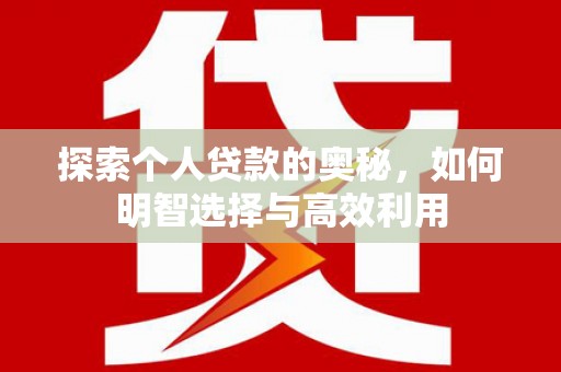 新野探索个人贷款的奥秘，如何明智选择与高效利用