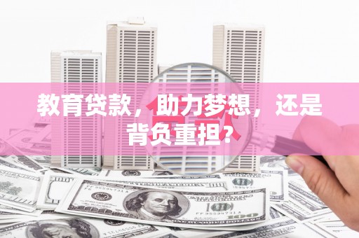 新野教育贷款，助力梦想，还是背负重担？